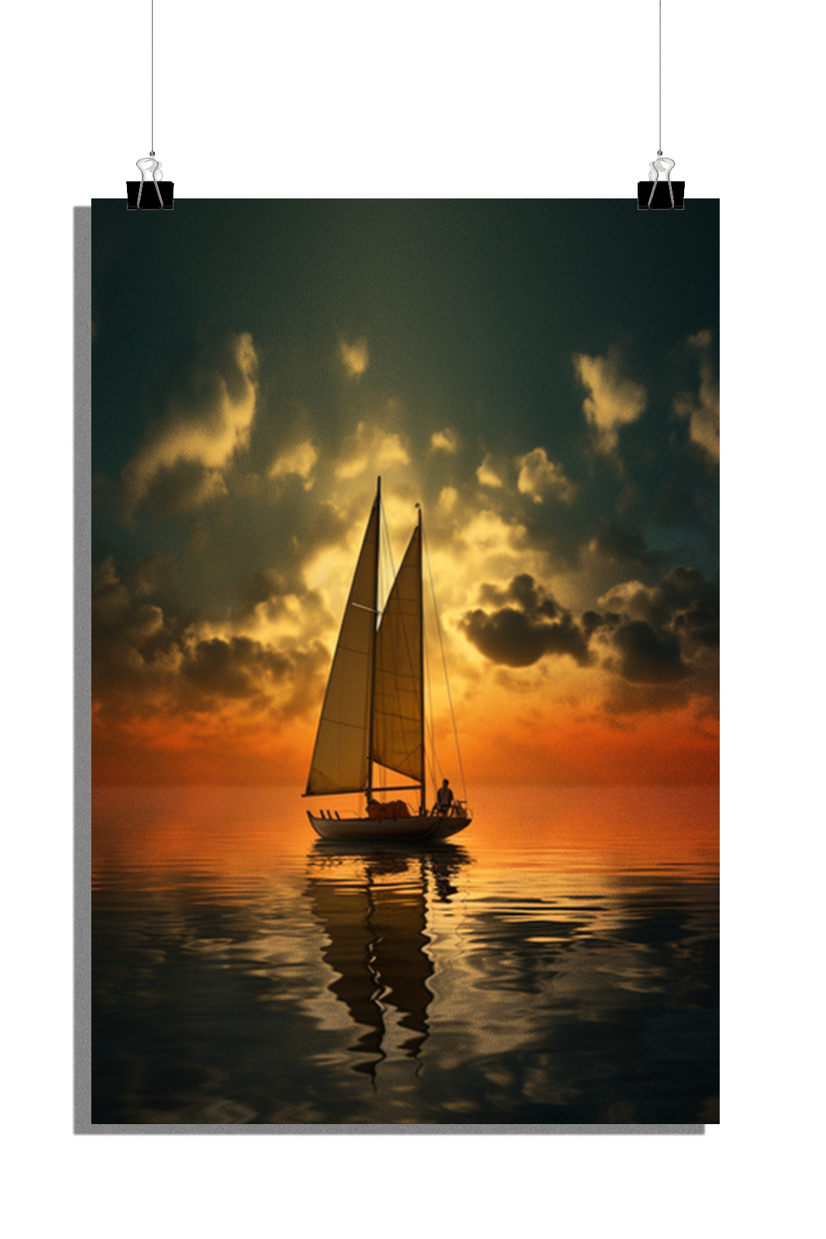Plakat żaglówka - Plakat zachód słońca - Plakat natura - 61x91cm - Idealny do oprawienia w ramkę