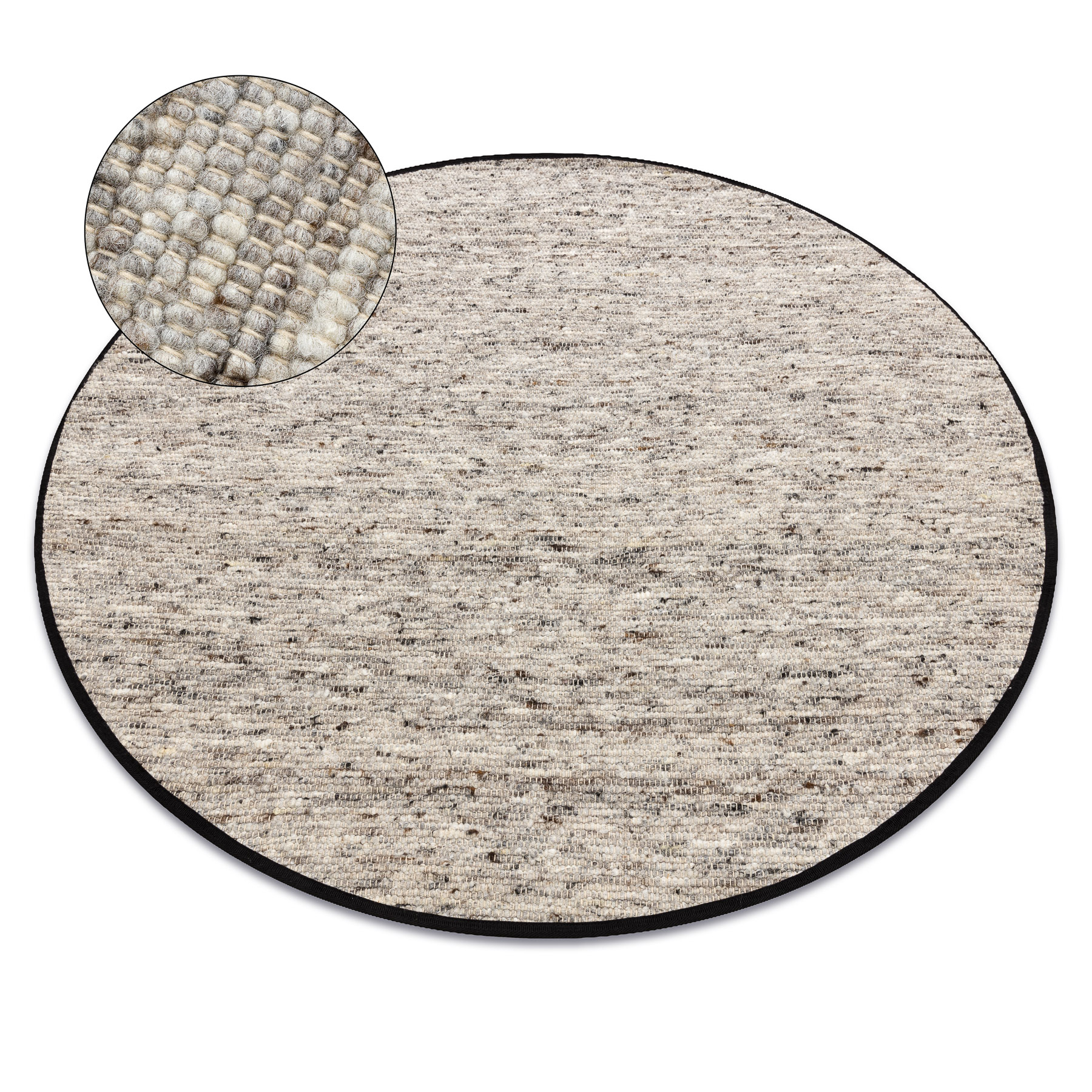 Dywan NEPAL 2100 koło natural szary - wełniany, dwustronny, naturalny beżowy koło 120 cm