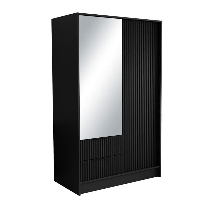 Szafa z drzwiami skrzydłowymi NOEMI, 2-drzwiowa szafa z 2 szufladami i lustrem, Nowoczesna szafa, Wymiary szafy: 102 x 200 x 51 cm