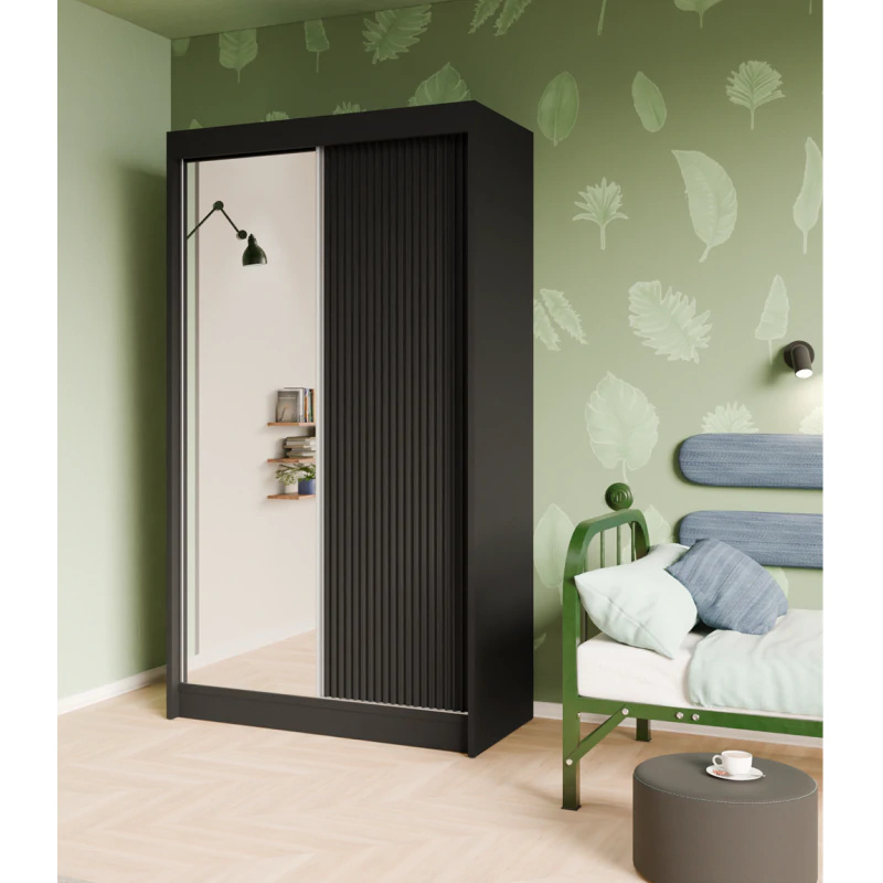 Szafa z drzwiami przesuwnymi, Szafa 2-drzwiowa z lustrem, Nowoczesna szafa, Wymiary szafy: 120 x 215 x 61 cm