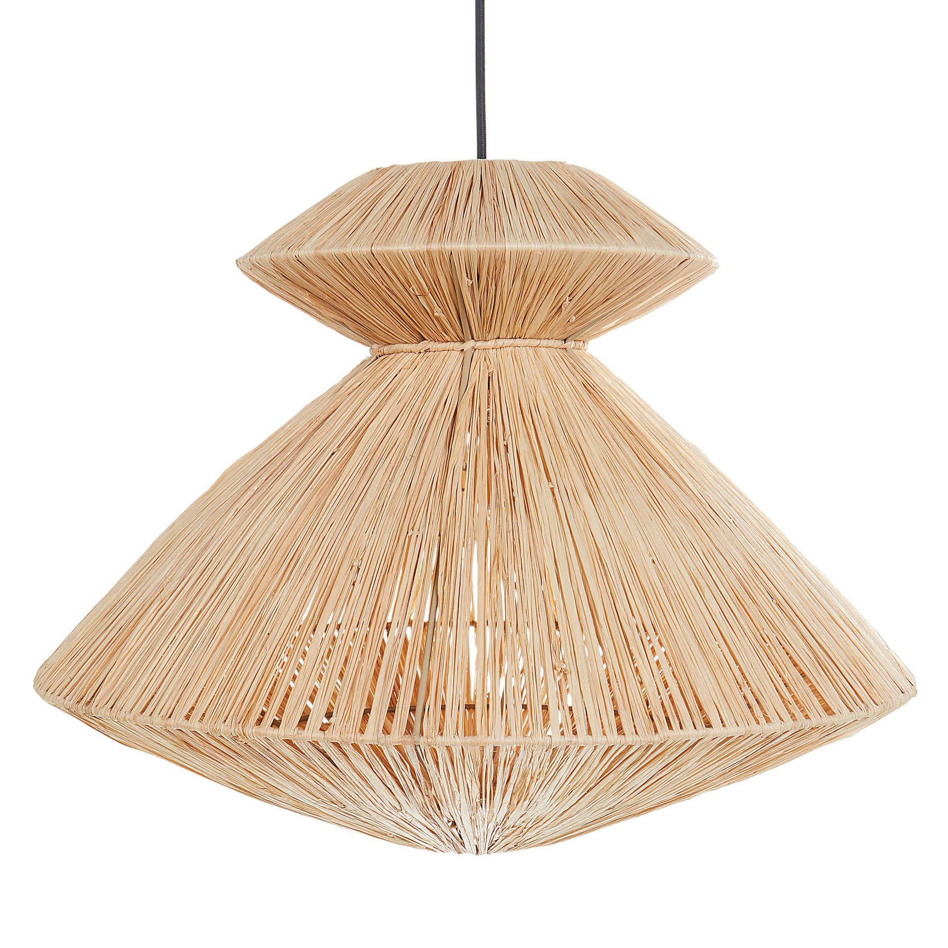 BELIANI Lampa wisząca naturalna słomiany klosz czarna podstawa żelazna lampa sufitowa boho oświetlenie do salonu jadalni