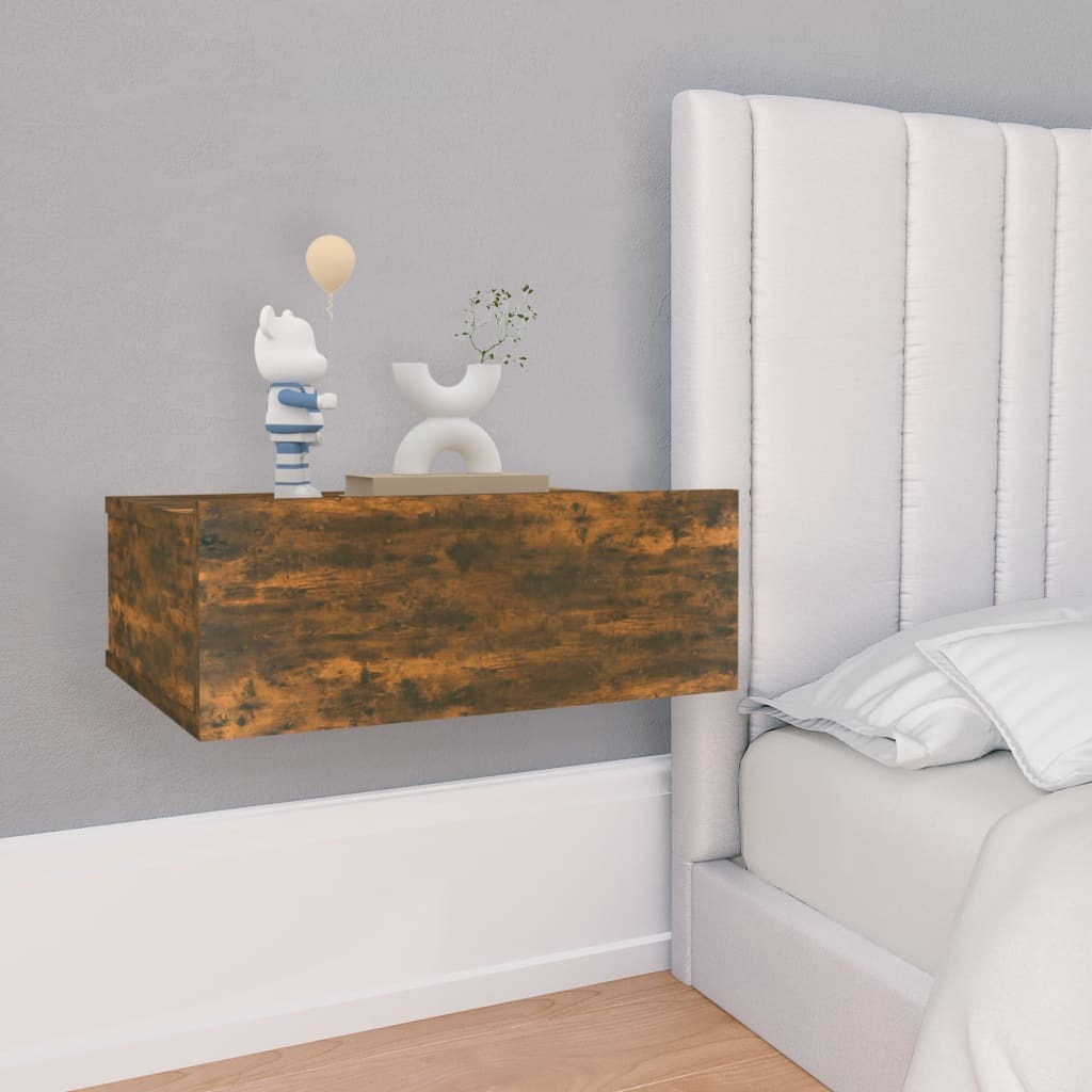 Wisząca szafka nocna dąb wędzony 40x30x15 cm materiał drewnopochodny