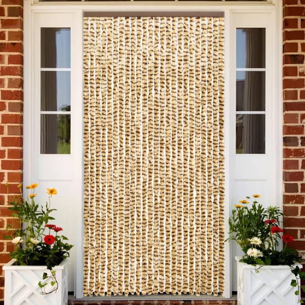 Zasłona przeciw owadom szenilowa beżowo-brązowa 100x220 cm
