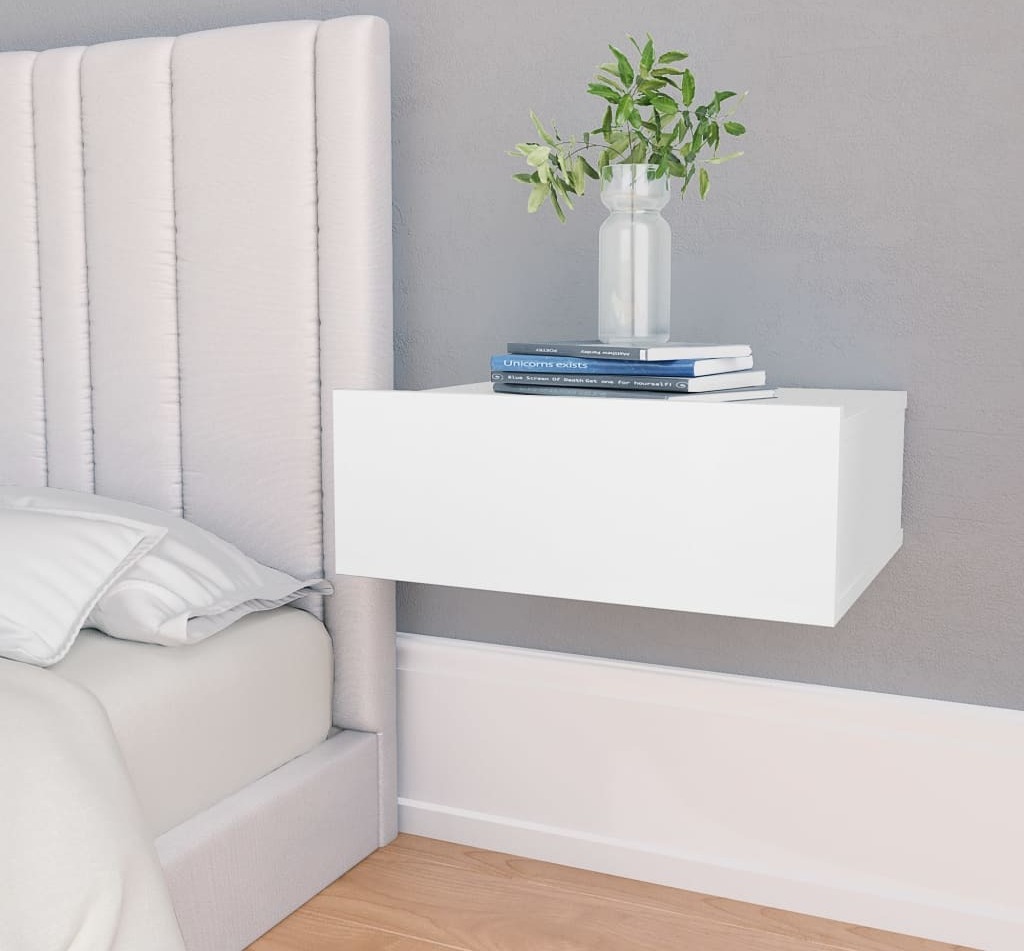 Wisząca szafka nocna biała 40x30x15 cm materiał drewnopochodny