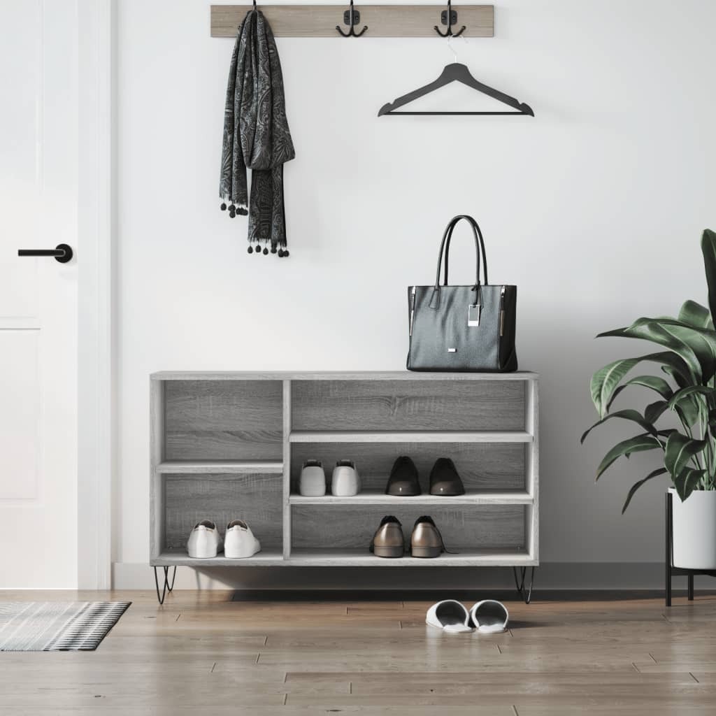 Stojak na buty szary Sonoma 102x36x60 cm materiał drewnopochodny