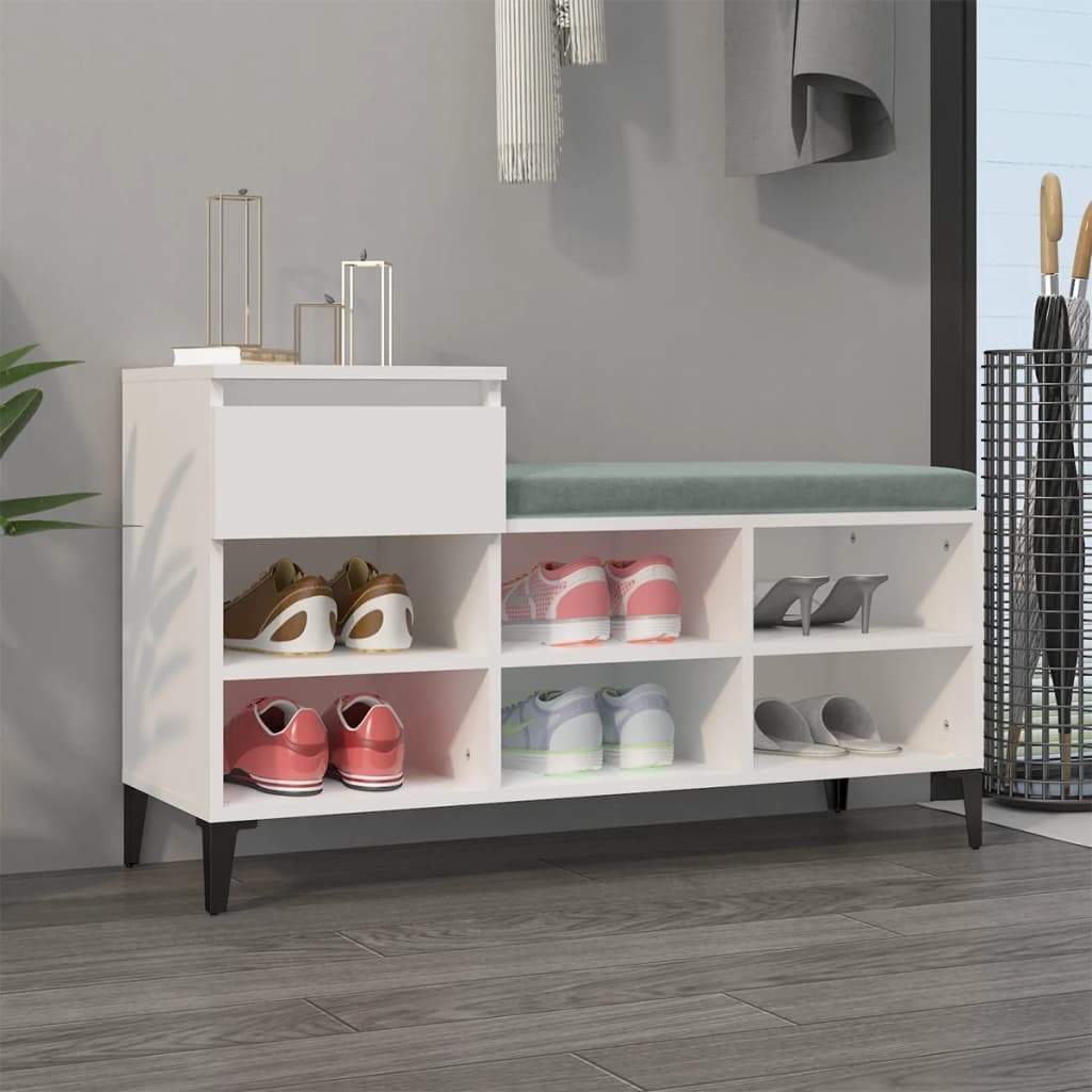 Stojak na buty biały 102x36x60 cm materiał drewnopochodny