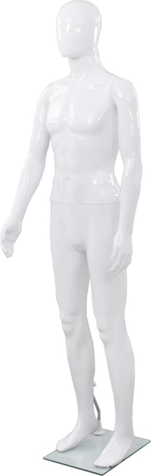 Manekin męski ze szklaną podstawą biały 185 cm