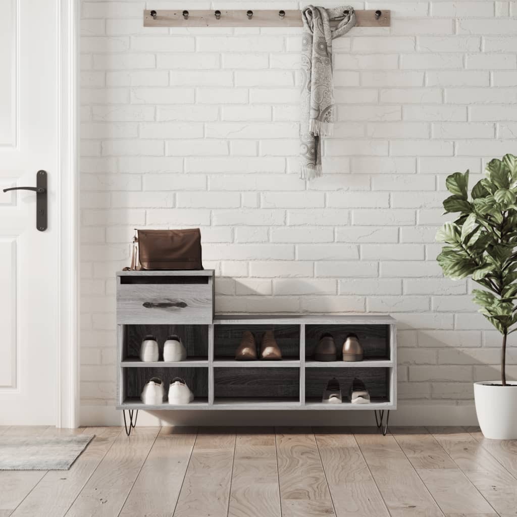 Stojak na buty szary Sonoma 102x36x60 cm materiał drewnopochodny