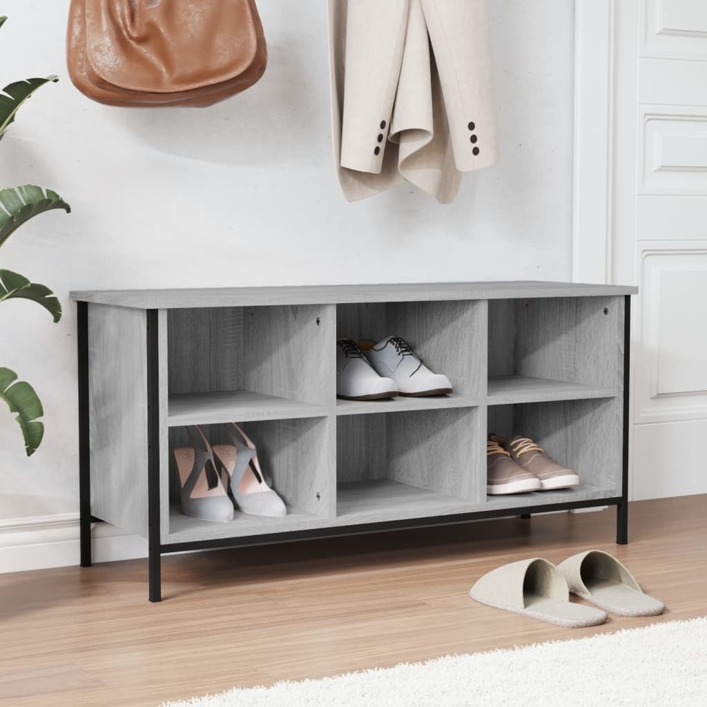 Stojak na buty szary Sonoma 100x35x50 cm materiał drewnopochodny