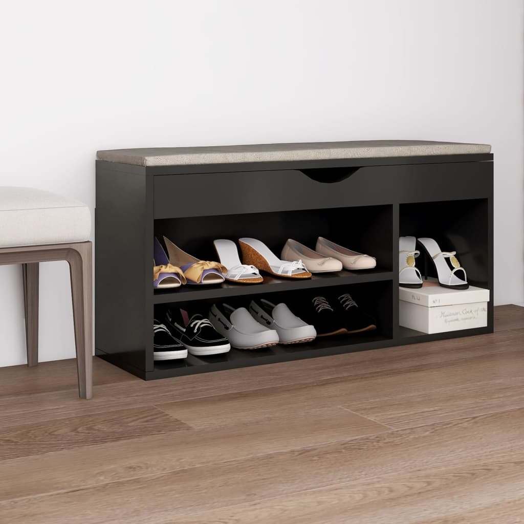 Ławka na buty z poduszką Szara 104x30x49 cm Materiał drewnopochodny