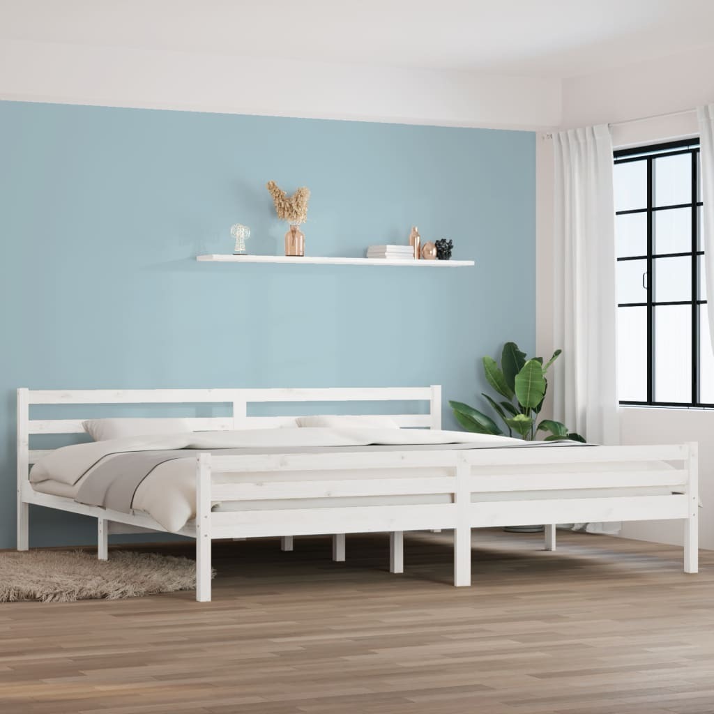 Łóżko z litego drewna białe 200x200 cm