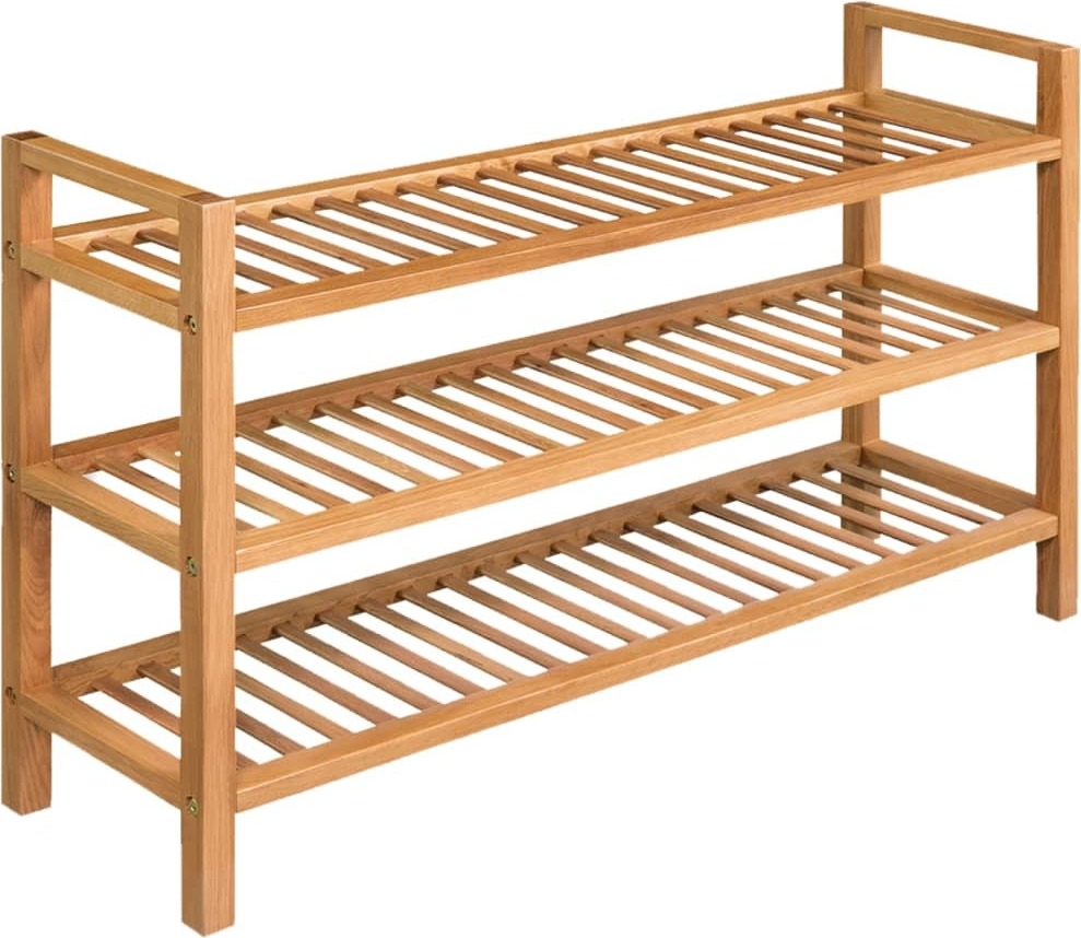 Stojak na buty z 3 półkami 100x27x60 cm lity dąb