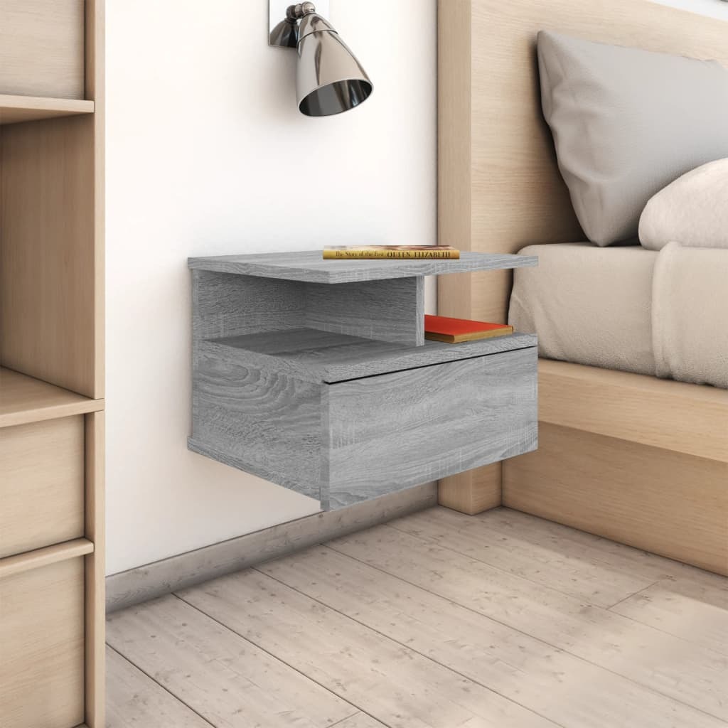 Szafka nocna wisząca szara Sonoma 40x31x27 cm Materiał drewnopochodny