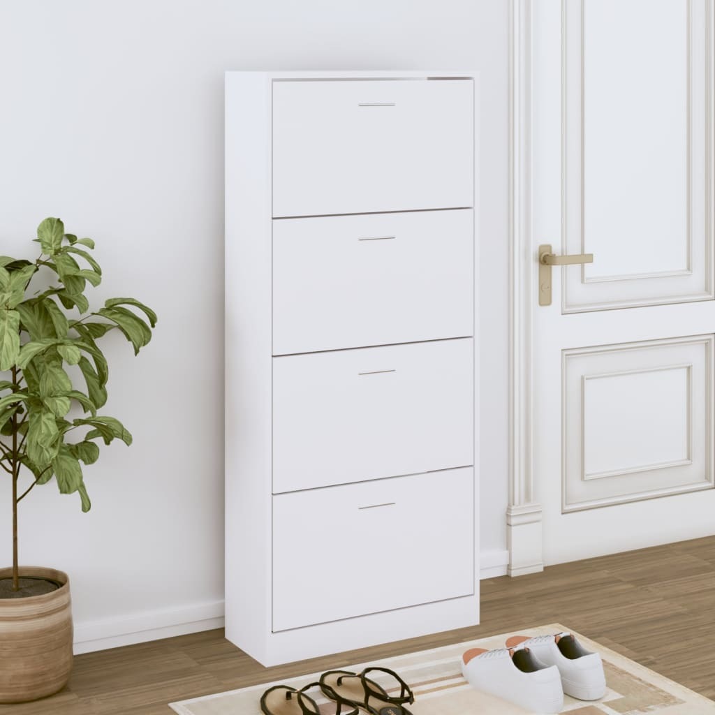 Szafka na buty biała 63x24x147 cm materiał drewnopochodny