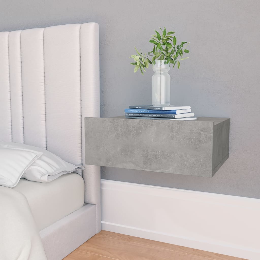 Wiszące szafki nocne 2 szt. Beton szary 40x30x15 cm Materiał drewnopochodny