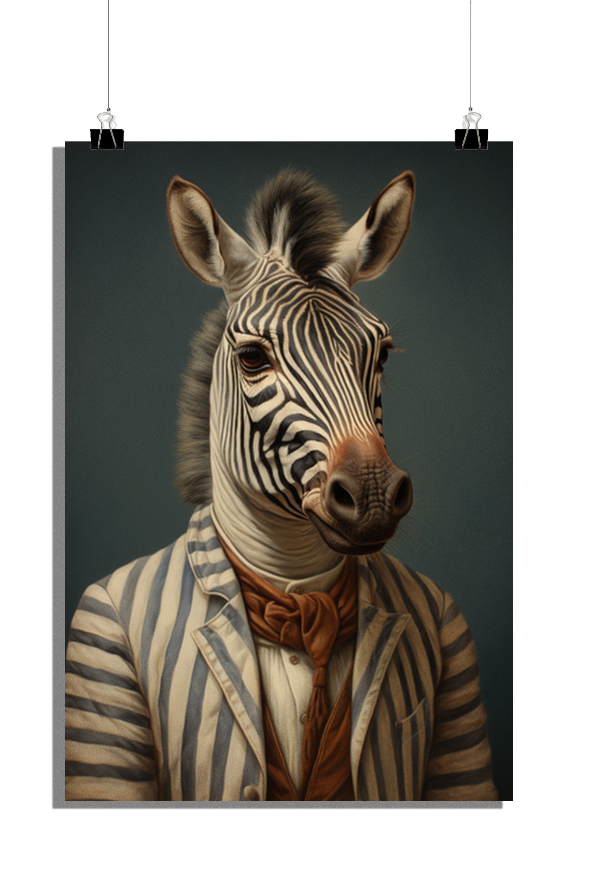 Plakat Zwierzę - Plakat Zebra - Plakat Zebra w garniturze - Plakat artystyczny - 61x91cm - Idealny do oprawienia w ramę