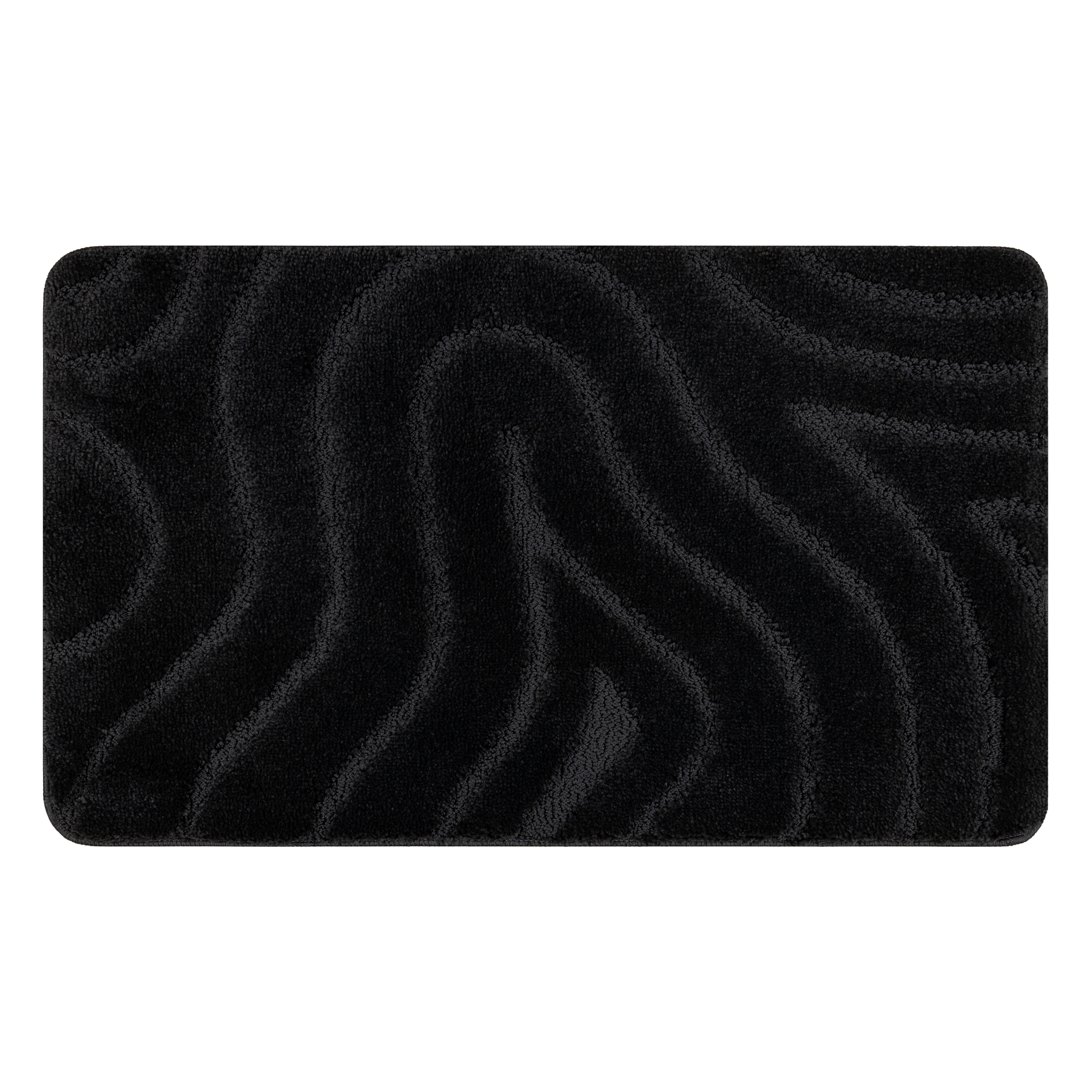 Dywan łazienkowy SUPREME WAVES fale, antypoślizgowy, miękki - czarny 50x80 cm