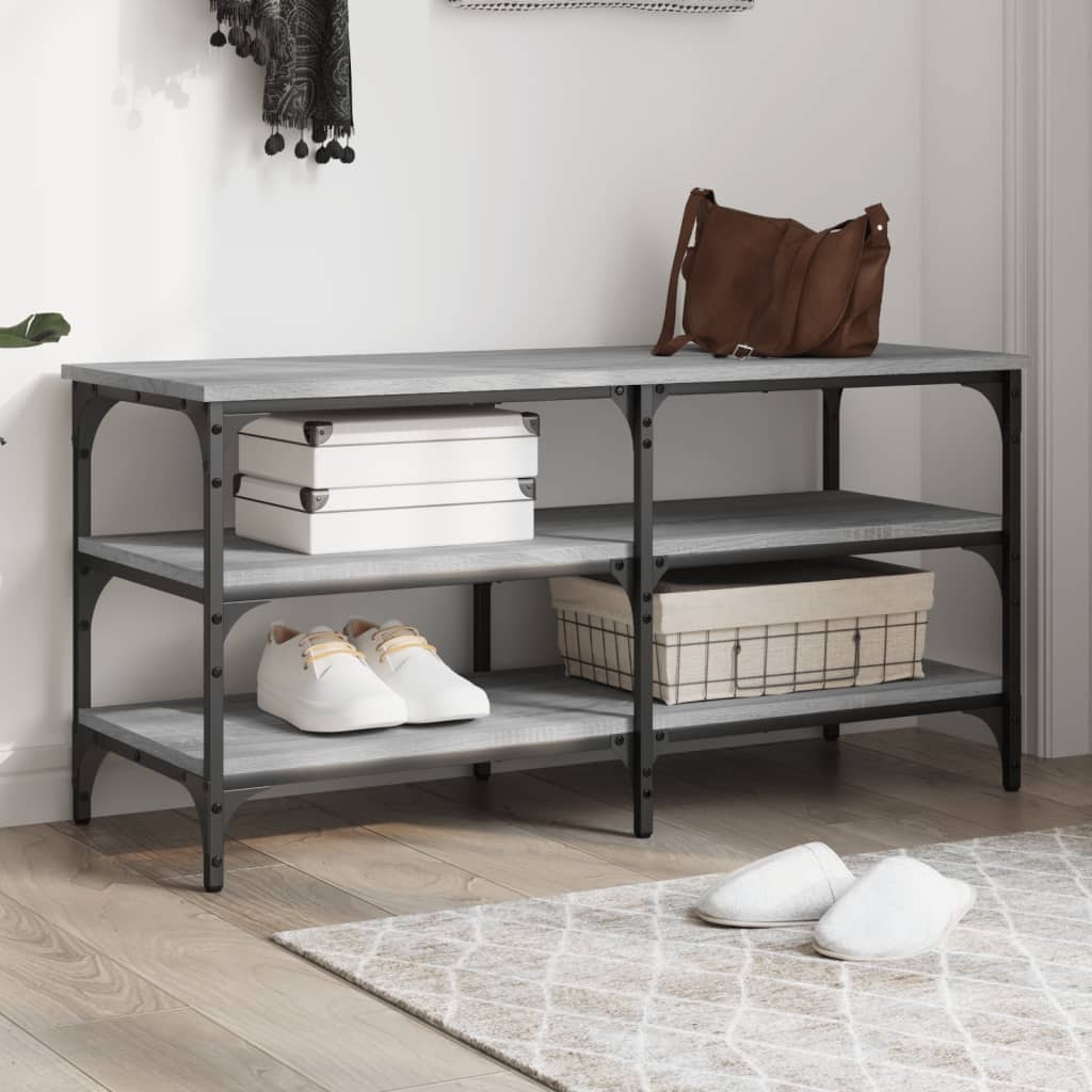 Ławka na buty szara Sonoma 100x38,5x49 cm Materiał drewnopochodny