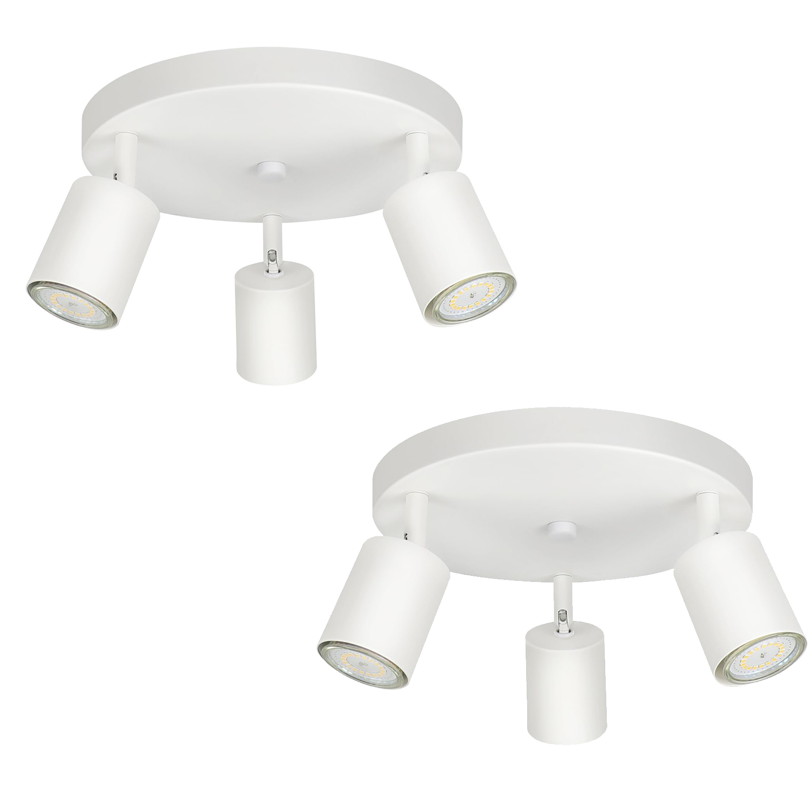 ZMH LED lampa sufitowa biała 3 płomienie lampa sufitowa 2 reflektor sufitowy nowoczesny GU10 metalowy reflektor sufitowy obrotowy 330° do salonu sypialni przedpokoju