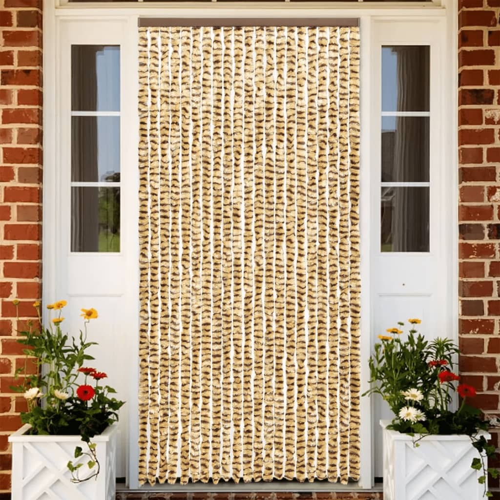 Zasłona przeciwsłoneczna szenilowa beżowo-brązowa 100x230 cm