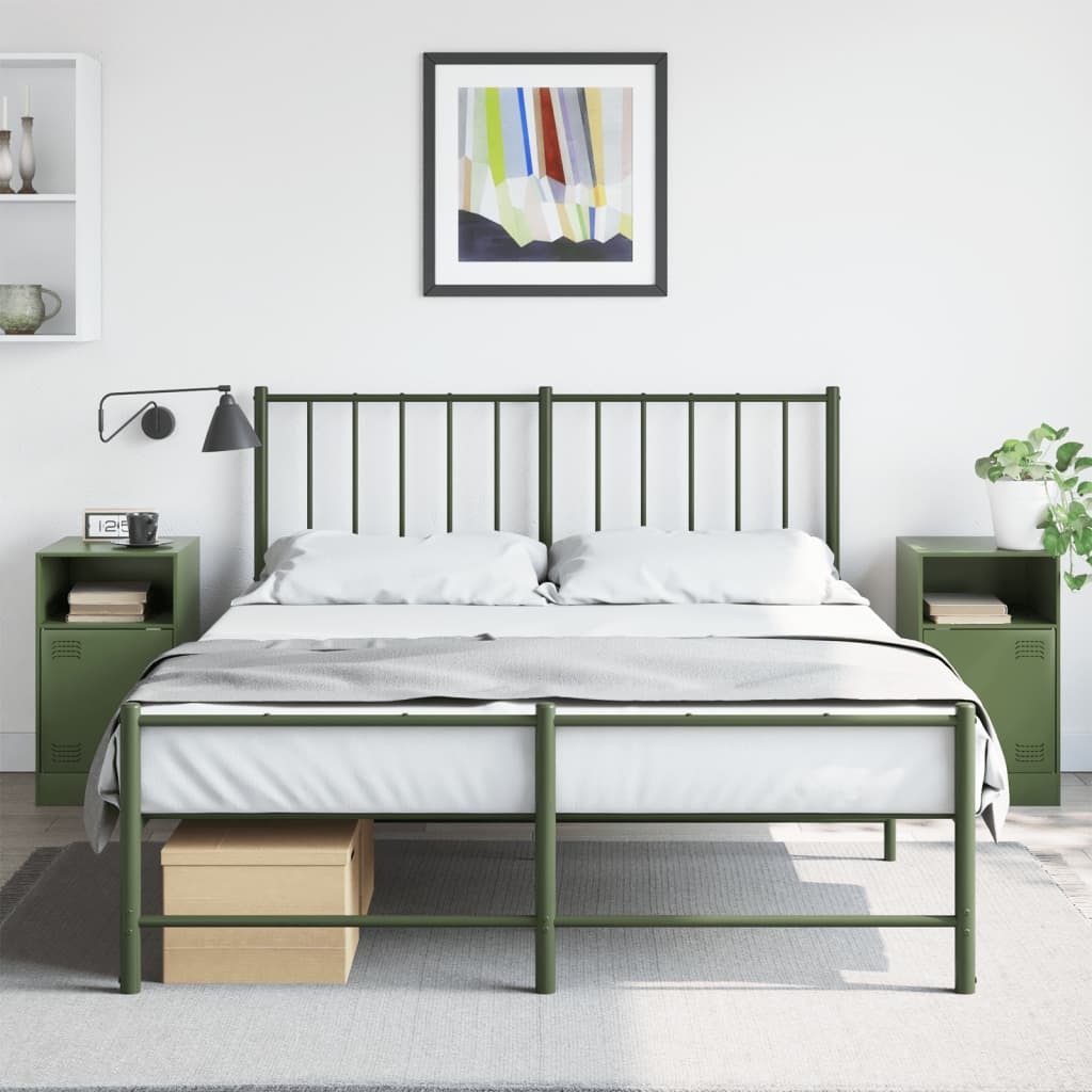 vidaXL Szafki nocne 2 szt. Oliwkowa zieleń 34,5x39x62 cm stal