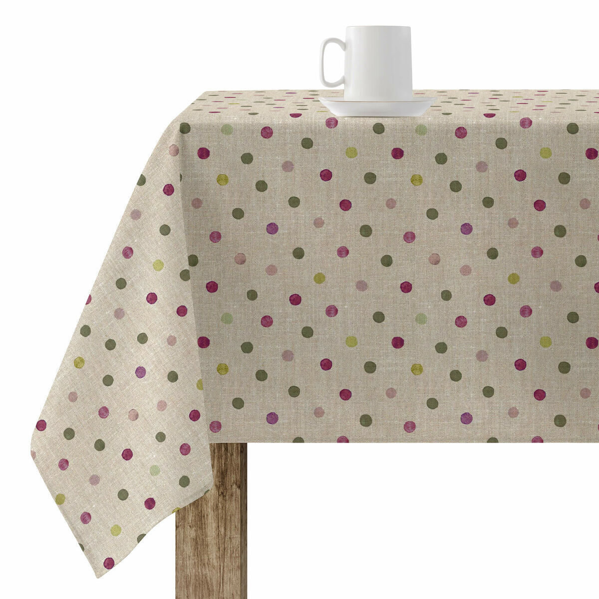 Obrus plamoodporny Belum 0119-19 Beżowy 180 x 200 cm Kropki XL