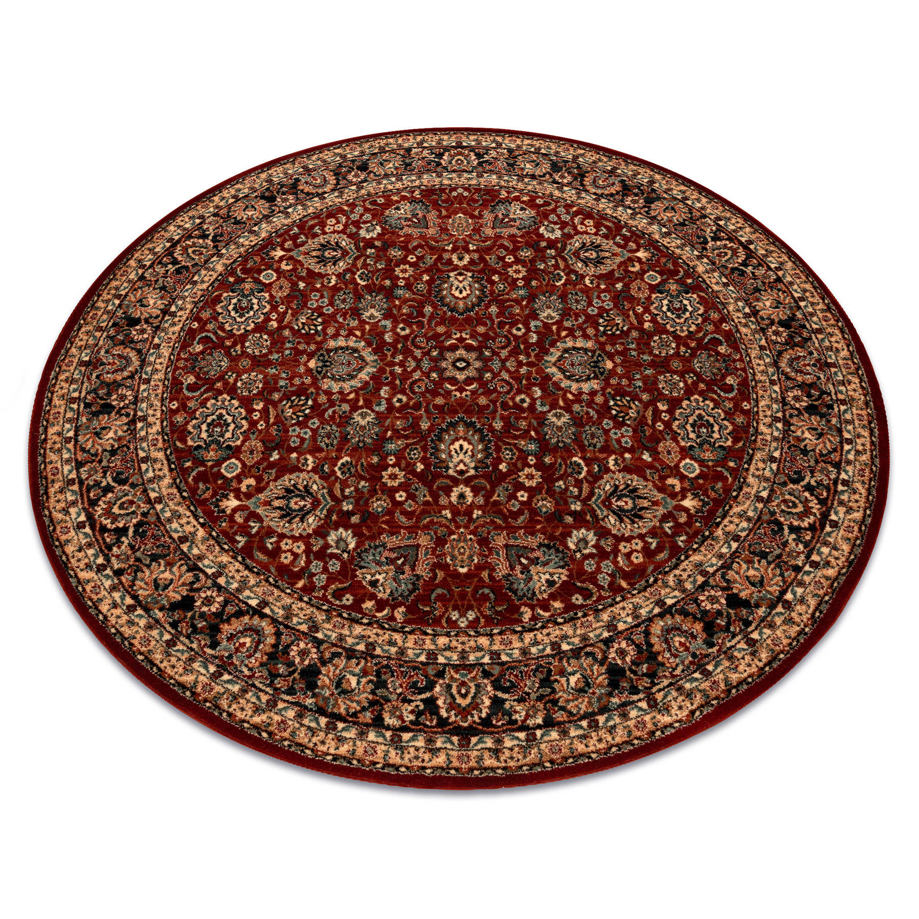 Dywan wełniany KASHQAI 4362 300 koło ornament bordo / czarny czerwony koło 160 cm