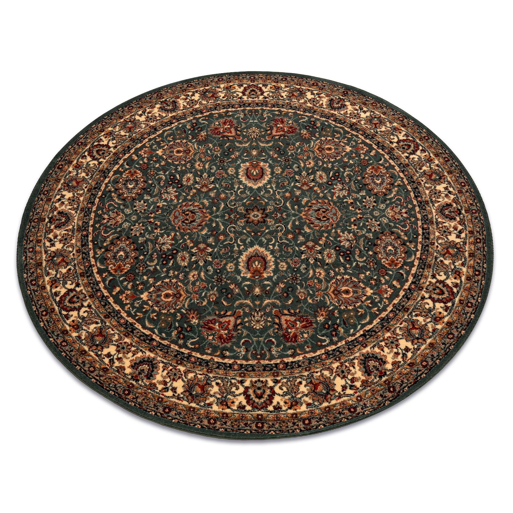 Dywan wełniany KASHQAI 4362 410 koło ornament / beż zielony koło 120 cm