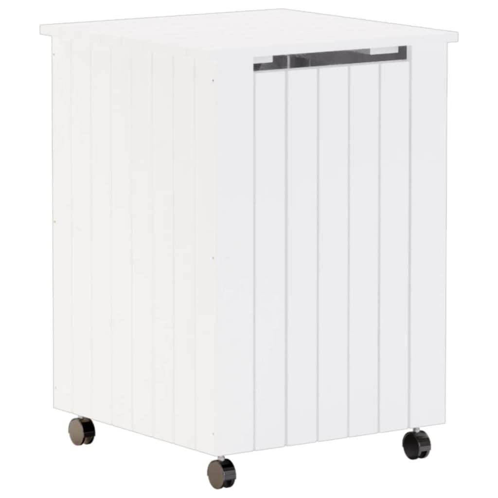 vidaXL Kosz na pranie z kółkami RANA Biały 45x45x64 cm lite drewno sosnowe
