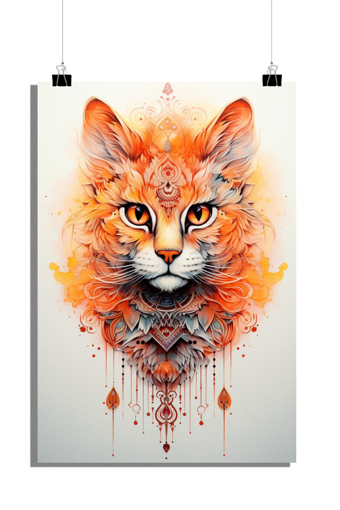 Plakat z kotem - Plakat ze zwierzętami - Plakat z mandalą - Stylowy plakat - Plakat artystyczny - Elegancki plakat - 51x71cm - Idealny do oprawienia w ramę