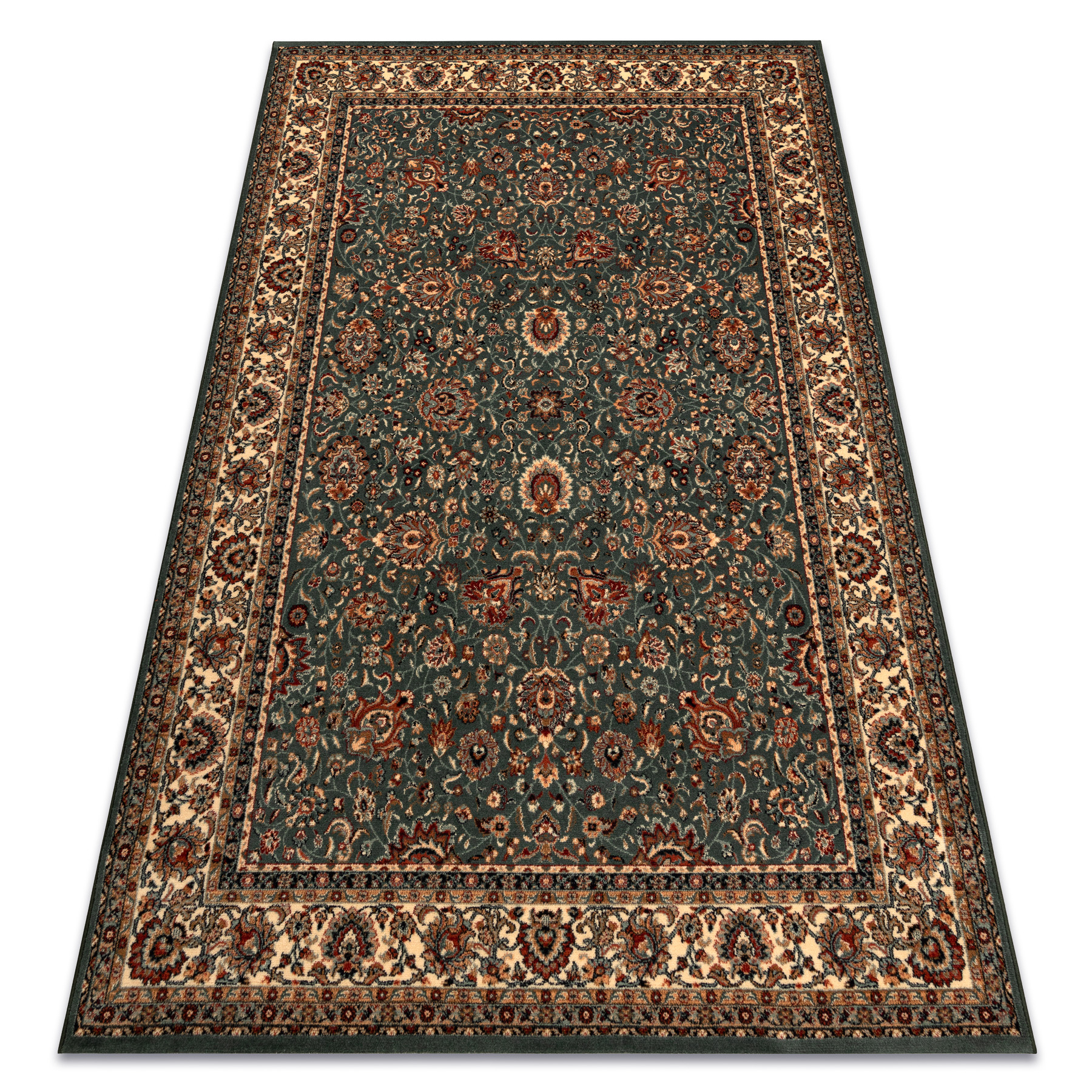 Dywan wełniany KASHQAI 4362 410 ornament / beż zielony 67x130 cm