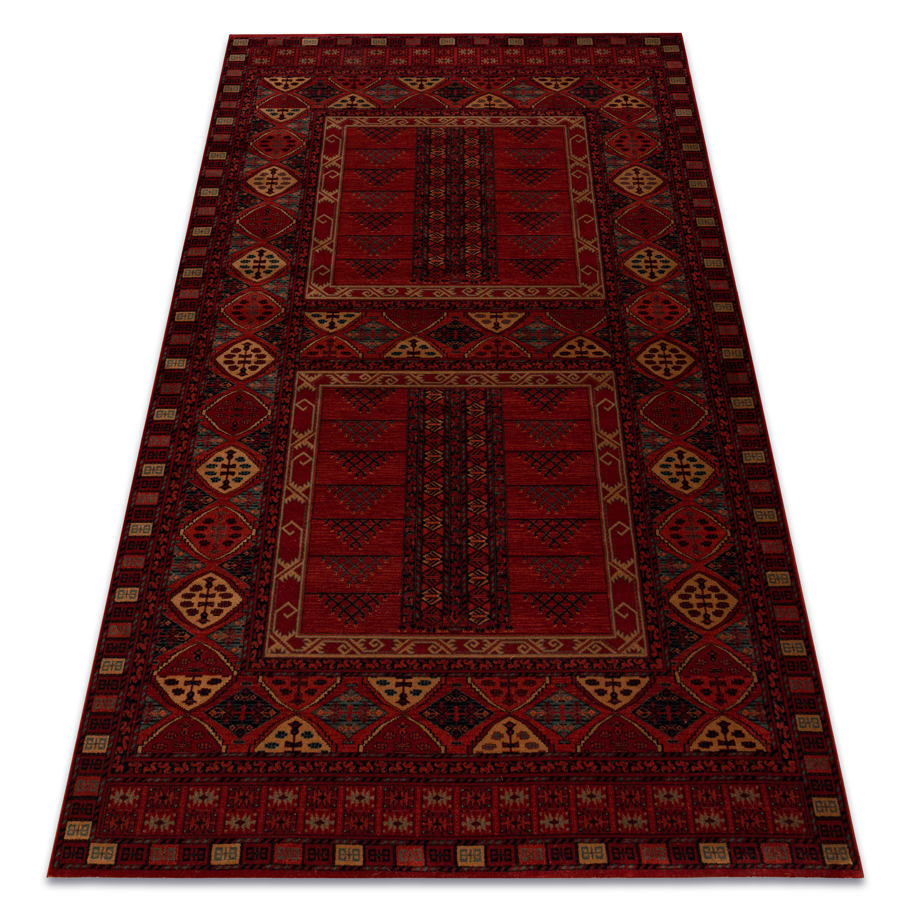 Dywan wełniany KASHQAI 4346 300 orientalny, geometryczny bordo czerwony 200x300 cm