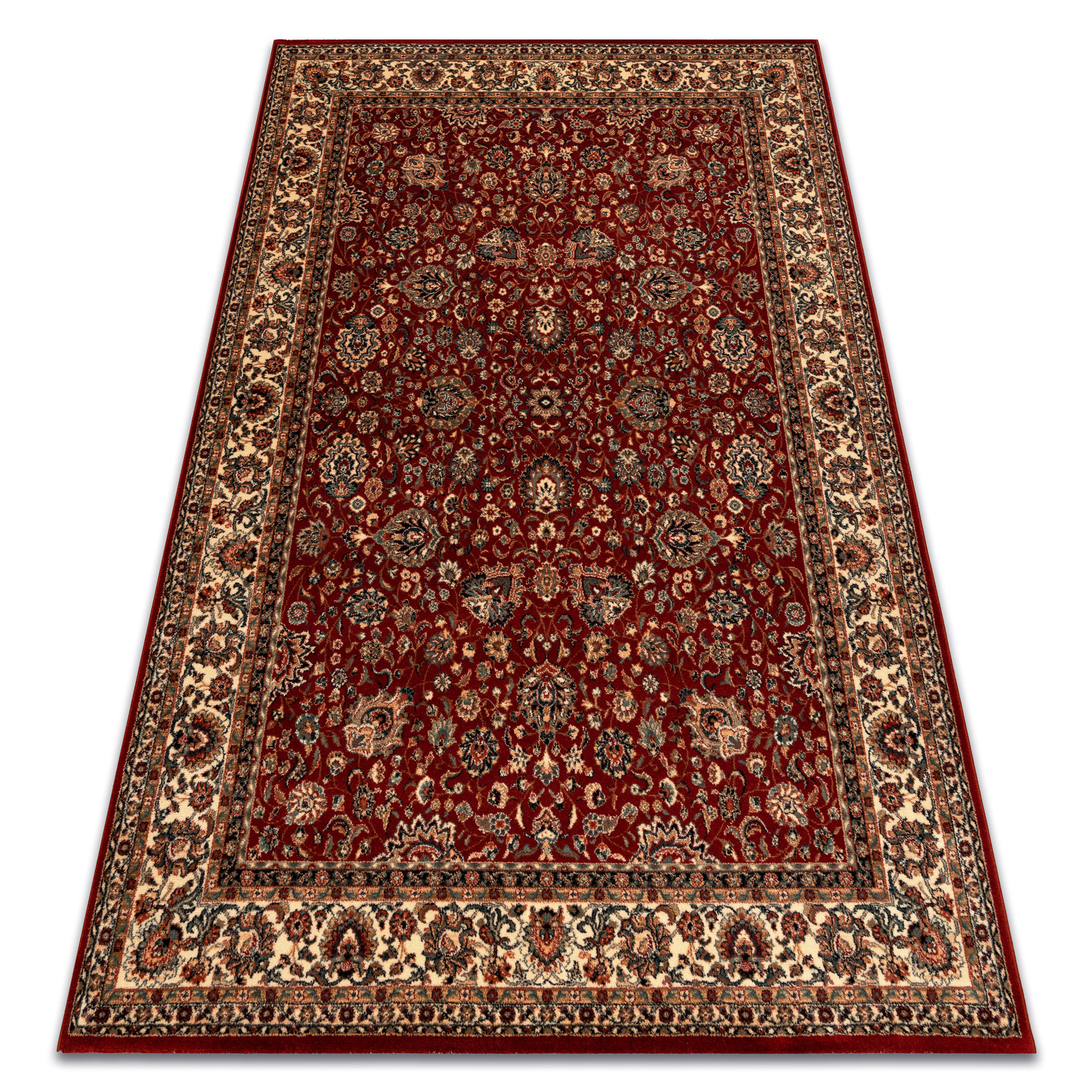 Dywan wełniany KASHQAI 4362 302 ornament bordo / beż czerwony 67x130 cm
