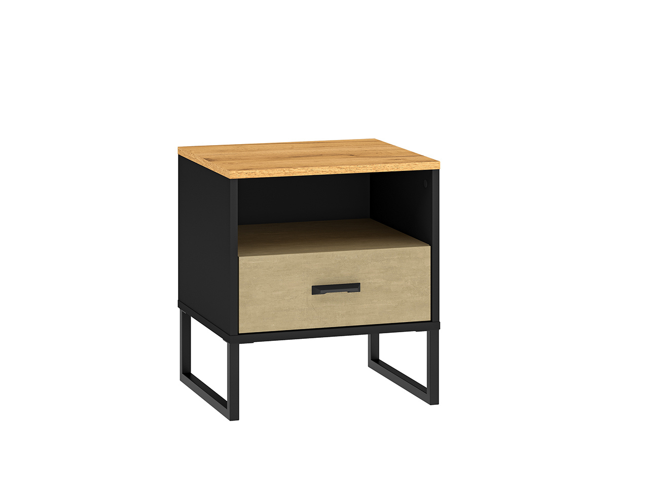 Szafka nocna SABEL – czarny/dąb craft złoty