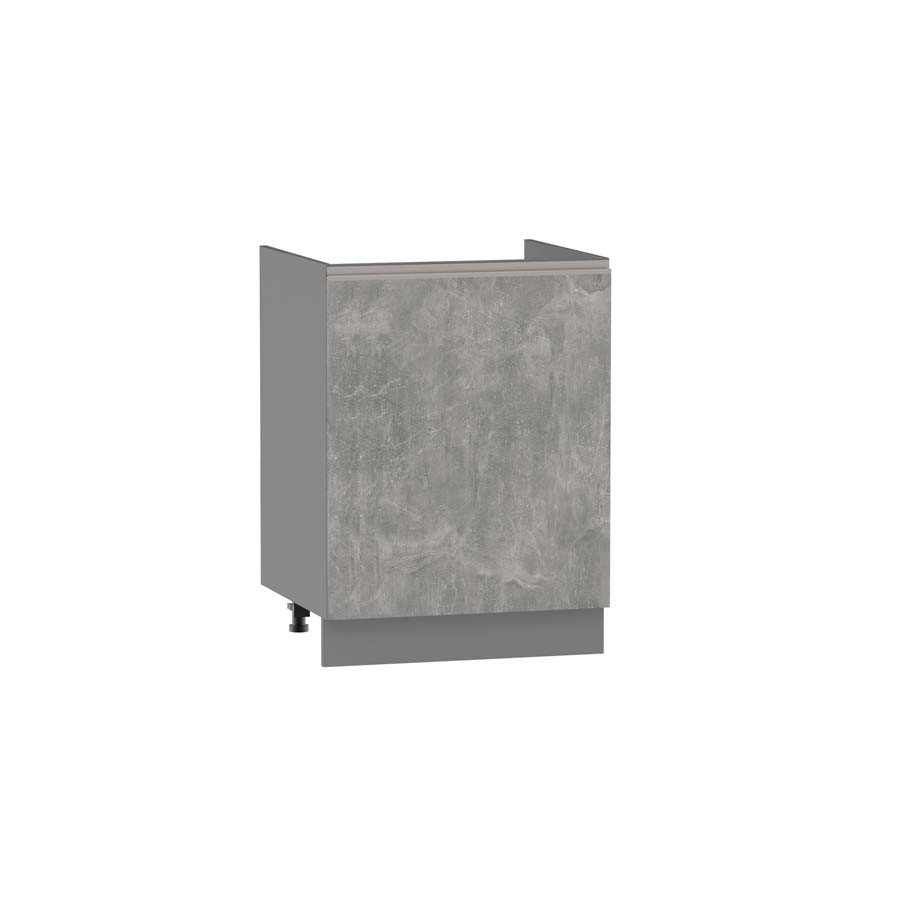Szafka pod zlewozmywak ADAMA – szerokość 60 cm, beton jasny atelier/szara, nóżki 10 cm