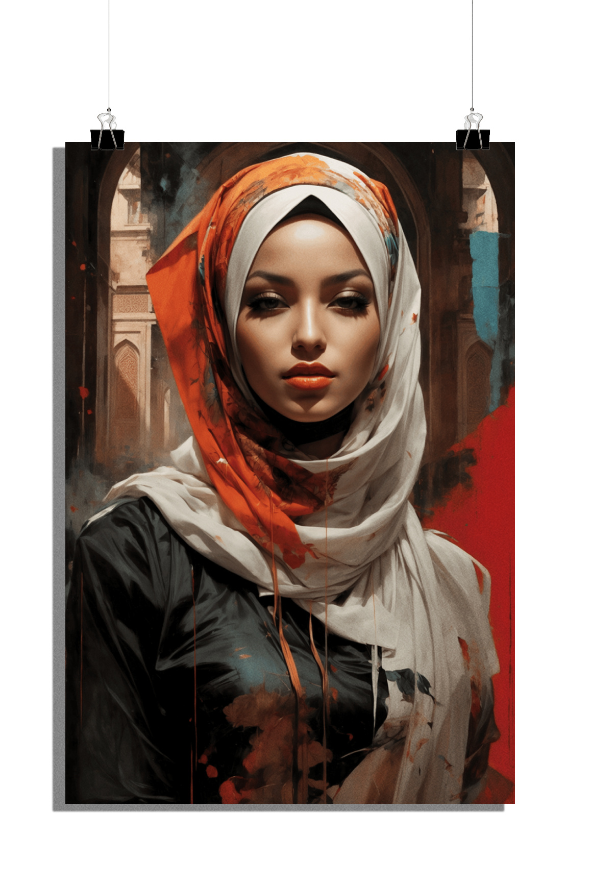 Plakat Kobieta - Plakat Hidżabi - Plakat Orientalny - Stylowy Plakat - Plakat Kulturalny - 51x71cm - Idealny do oprawienia w ramkę