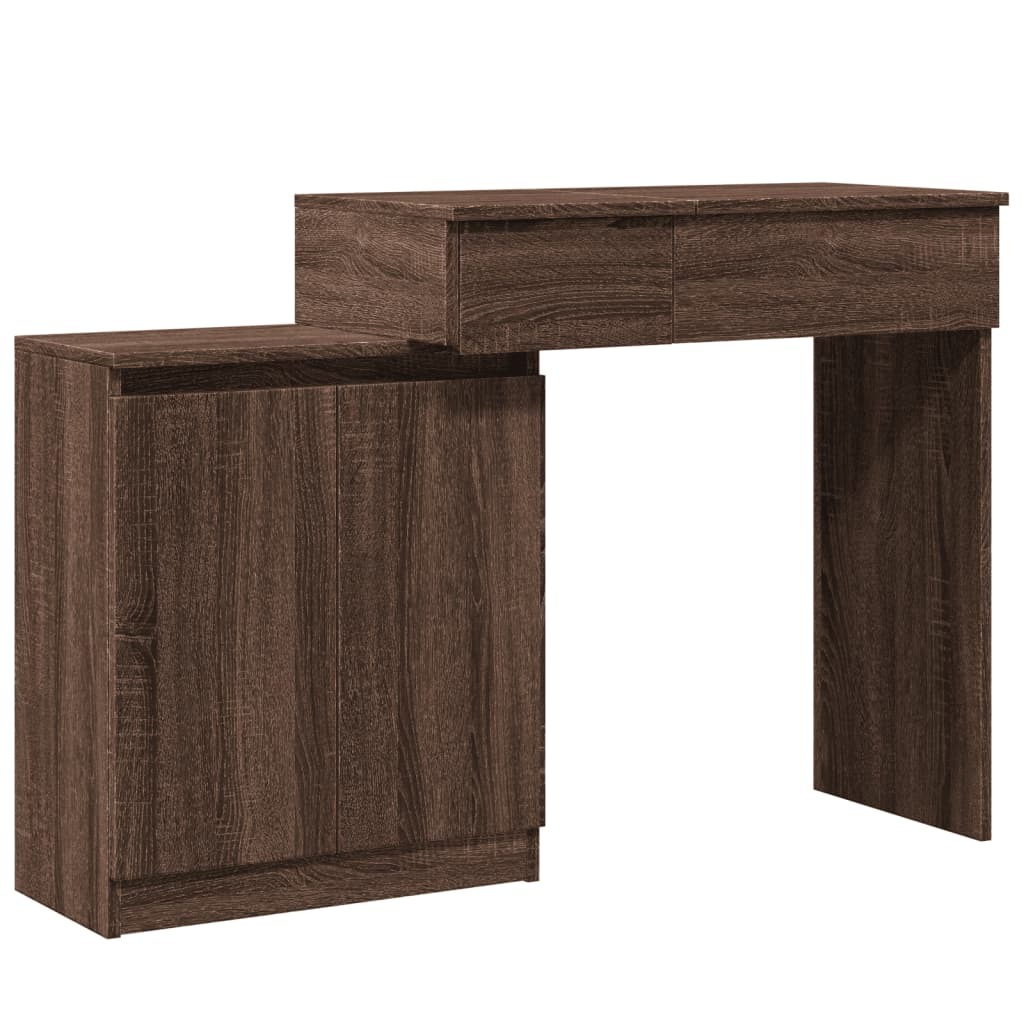 vidaXL Toaletka z oświetleniem LED brązowy dąb 115x37x110,5 cm