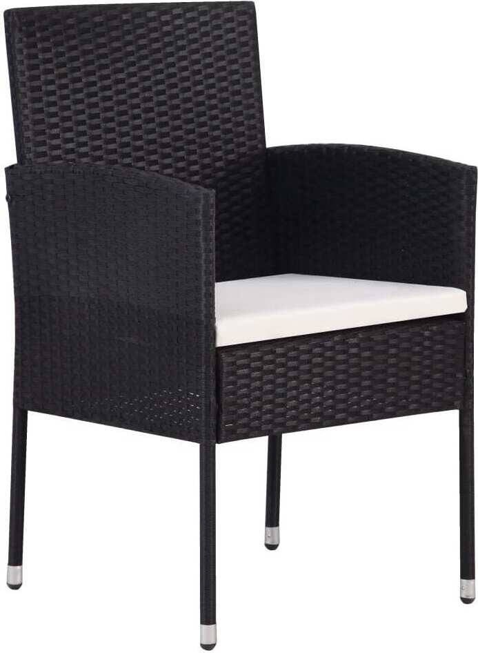 vidaXL Krzesła ogrodowe z poduszkami kremowo-białe 4 szt. czarny polirattan