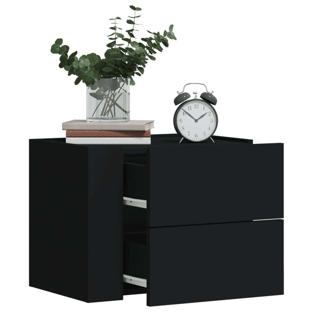vidaXL Szafki nocne przyścienne 2 szt. czarne 45x30x35 cm
