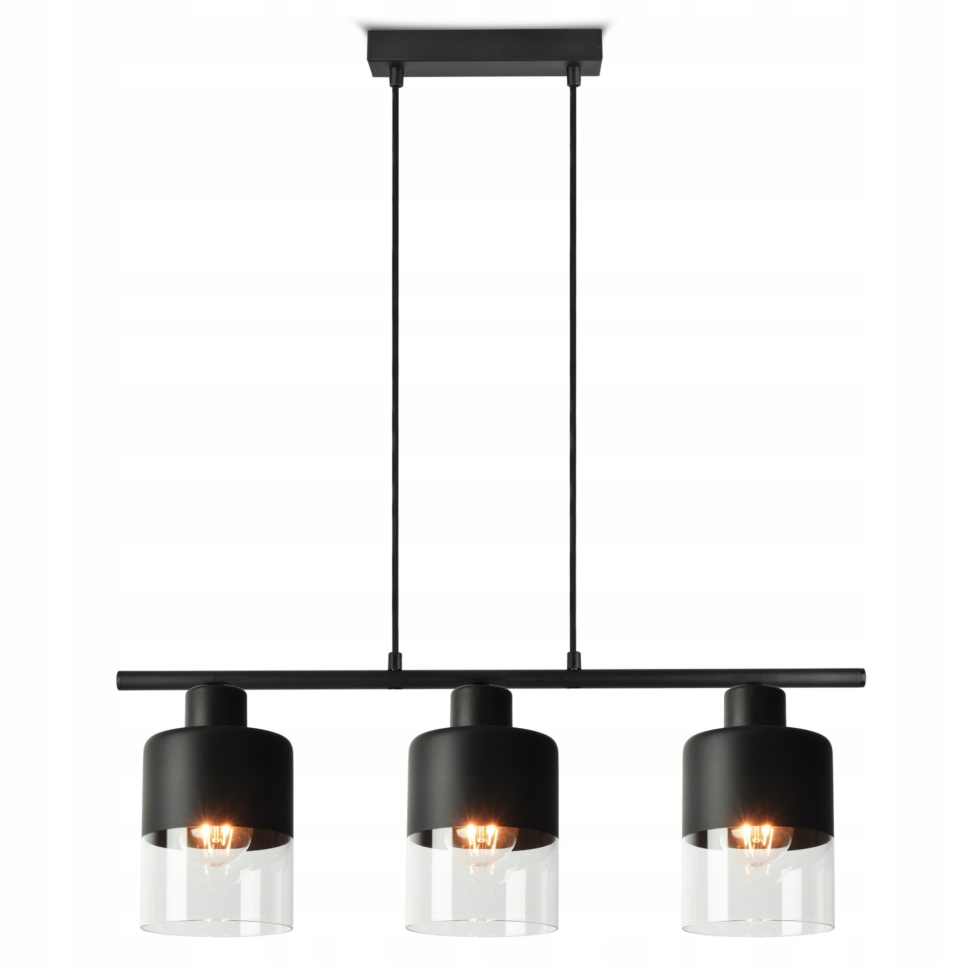 Lampa Sufitowa Wisząca Żyrandol Dual Glass 568-BZR3 LED E27 Black Edition