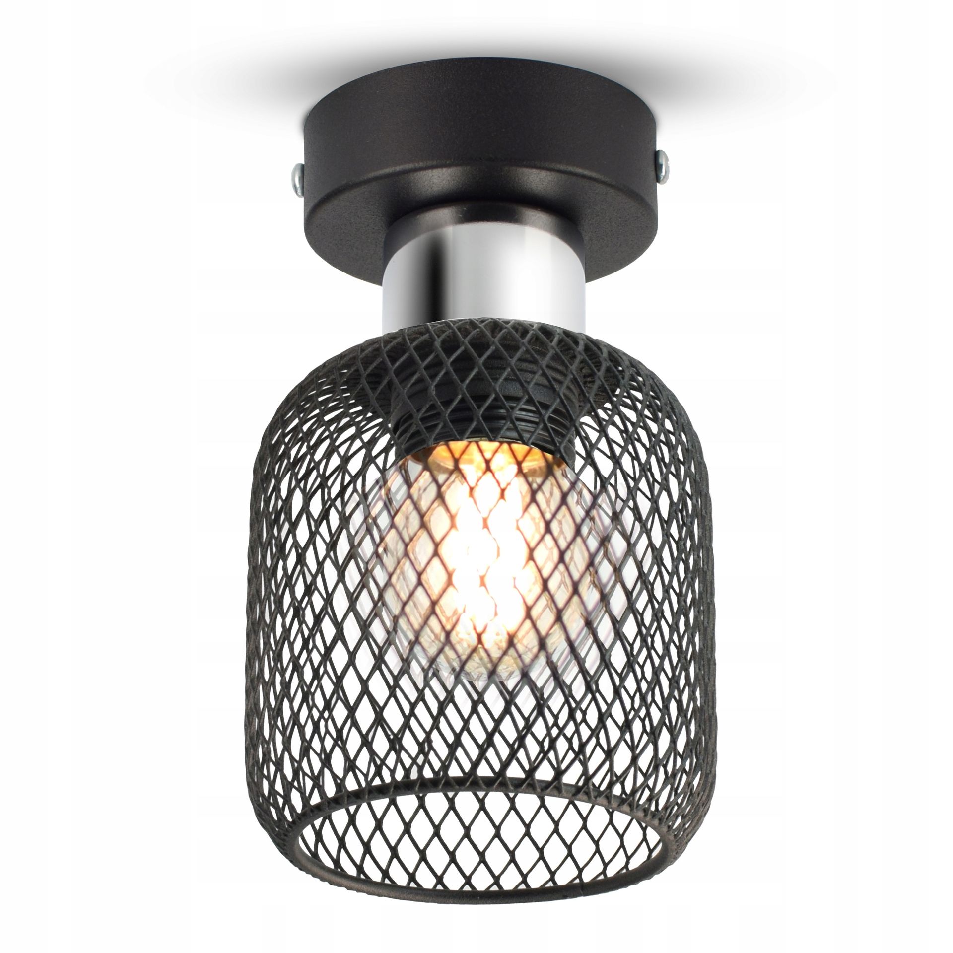 Lampa Sufitowa Żyrandol Plafon Vintage LOFT Reflektor 444-P1 E27 Z Siatki