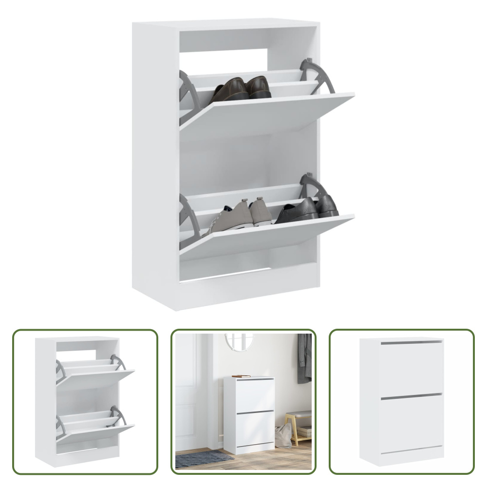 The Living Store Szafka na buty biała 60x34x96,5 cm Materiał drewnopochodny