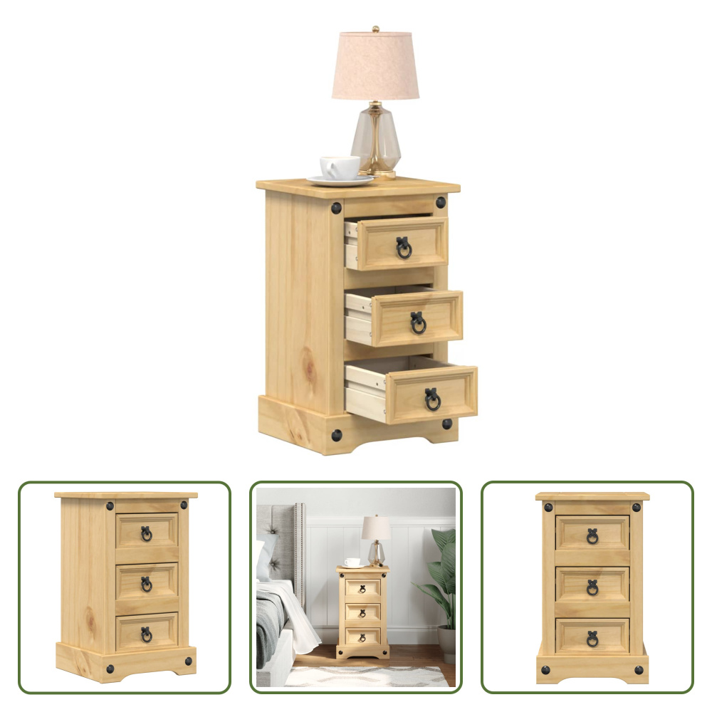 The Living Store Szafka nocna Corona 35x32,5x58 cm lite drewno sosnowe
