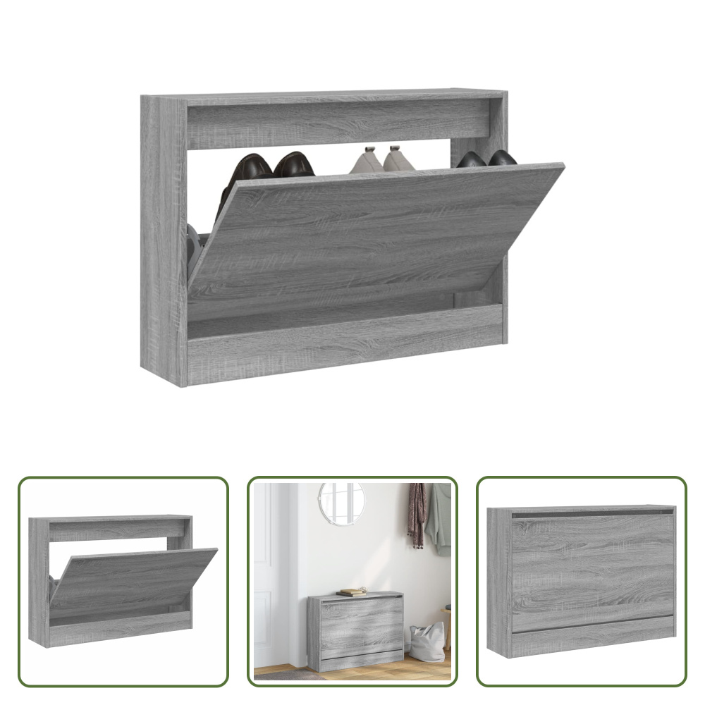 The Living Store Szafka na buty szara Sonoma 80x21x57 cm Materiał drewnopochodny