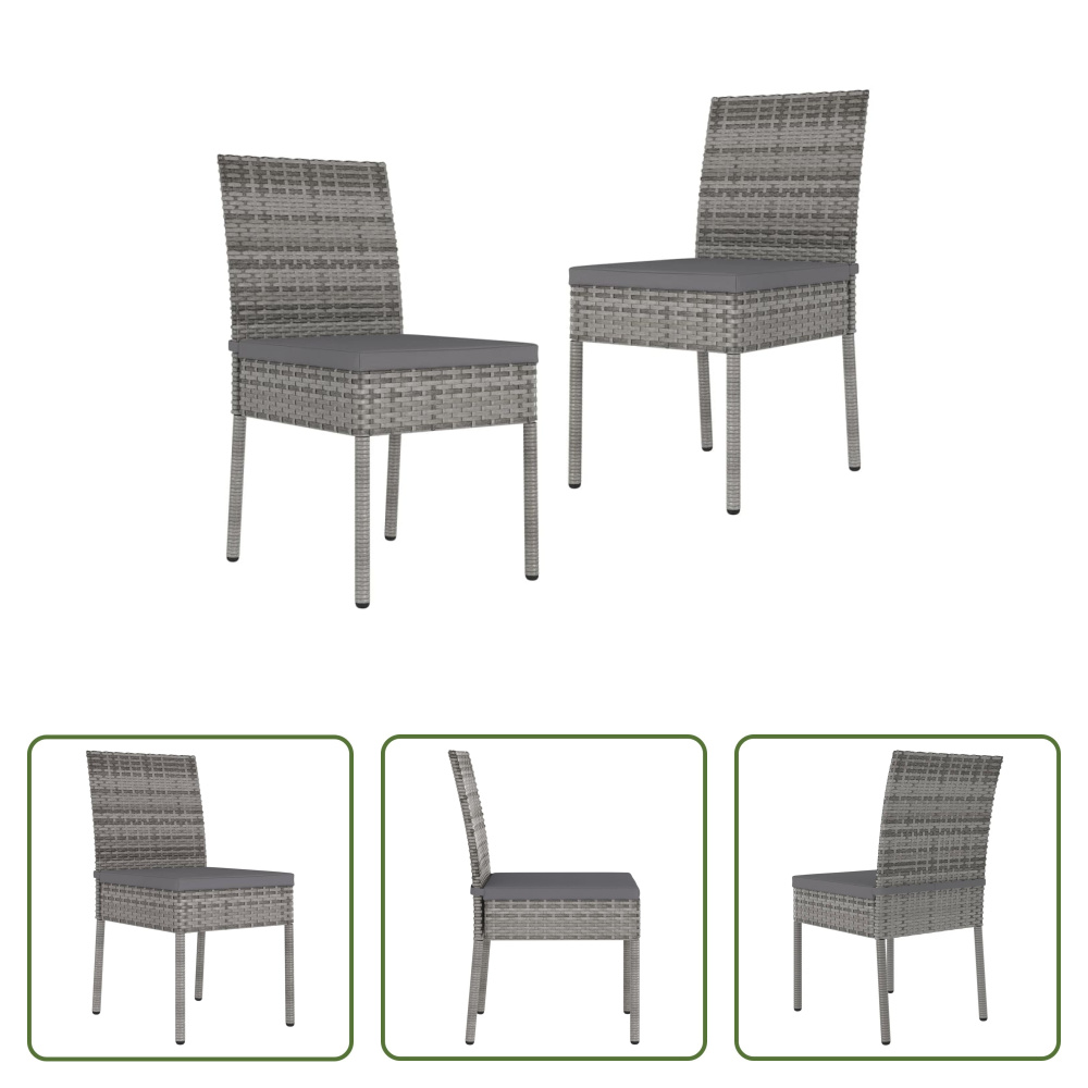 The Living Store Krzesła ogrodowe do jadalni 2 szt. Poli rattan szary