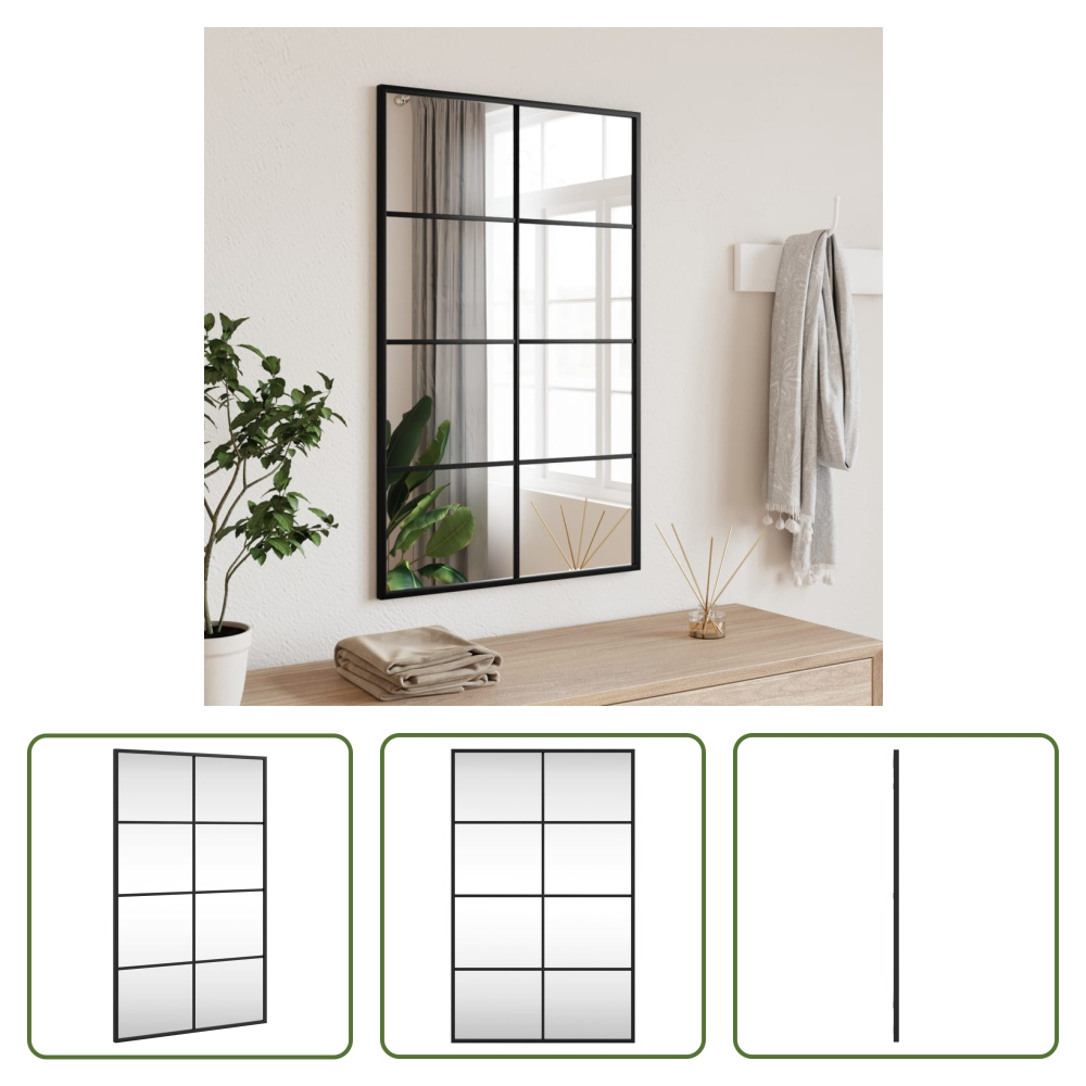 The Living Store Lustro ścienne czarne 50x80 cm prostokątne żelazo