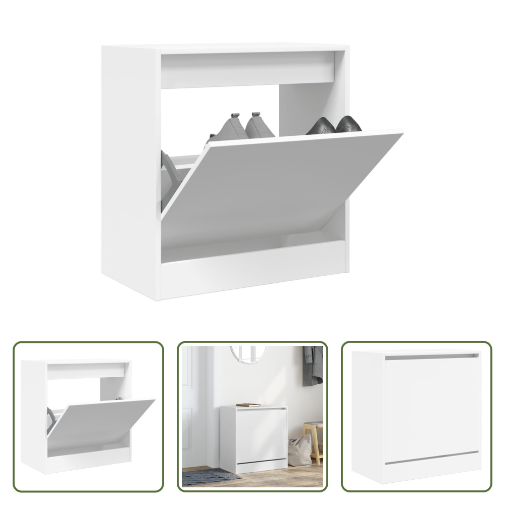 The Living Store Szafka na buty biała 60x34x63,5 cm Materiał drewnopochodny