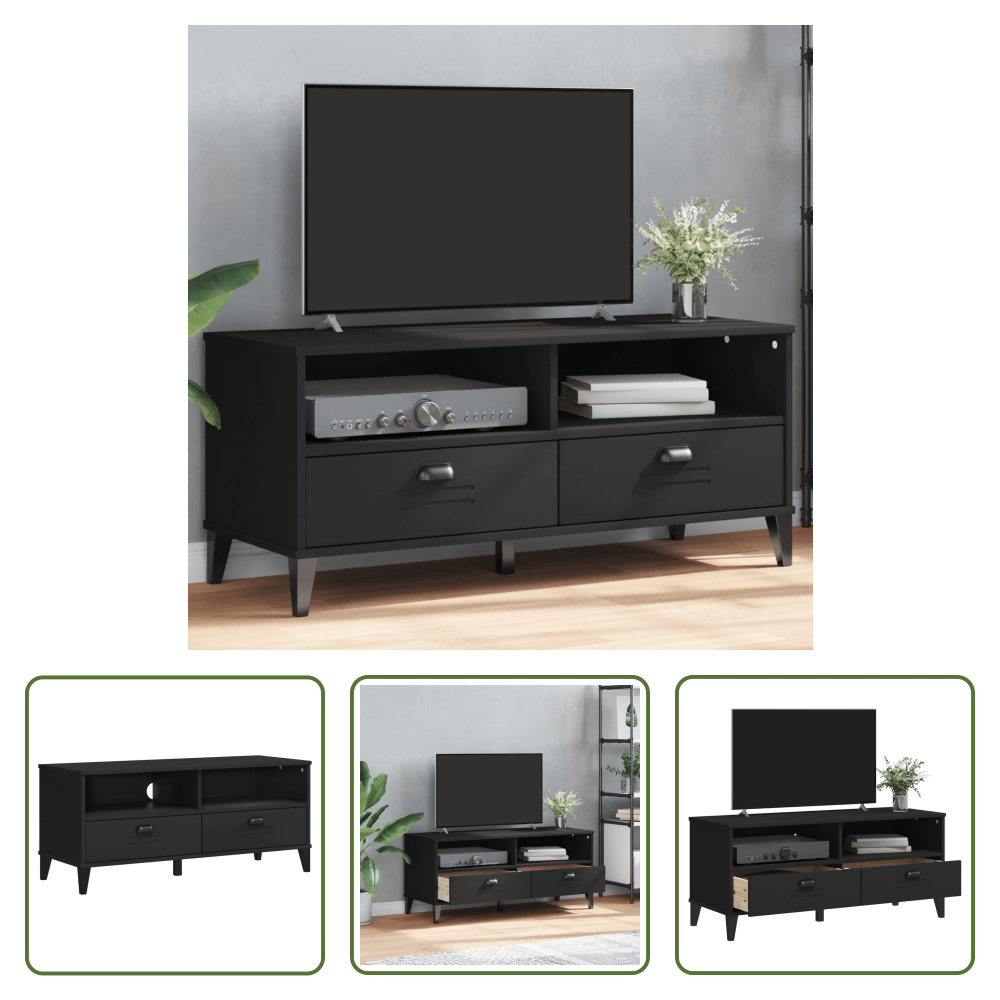 The Living Store Szafka na buty VIKEN Czarny Materiał drewnopochodny