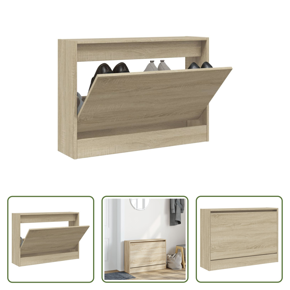 The Living Store szafka na buty dąb sonoma 80x21x57 cm materiał drewnopochodny