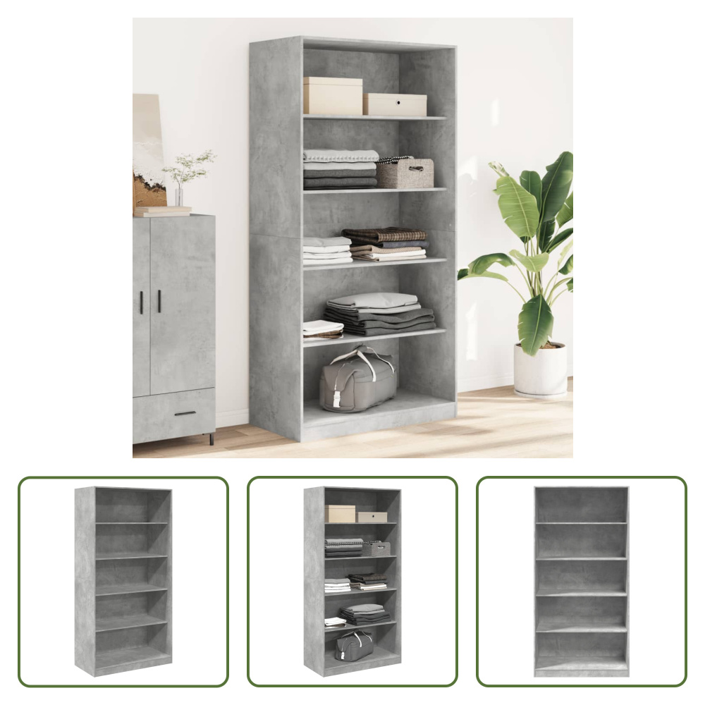 The Living Store Szafa betonowa szara 100x50x200 cm materiał drewnopochodny
